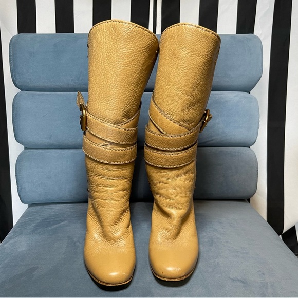 Chloe Brown Leather Strappy Heeled Boots Size 36.5 - Picture 2 of 4
